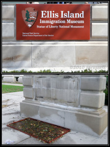 Before and After Sandy: Main sign at Ellis Island