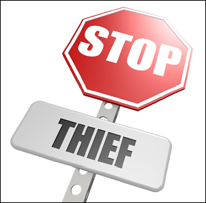 Stop thief road sign