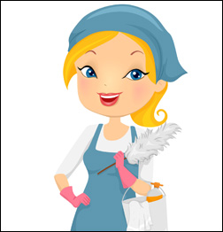 Illustration of a Girl Providing Housecleaning Service
