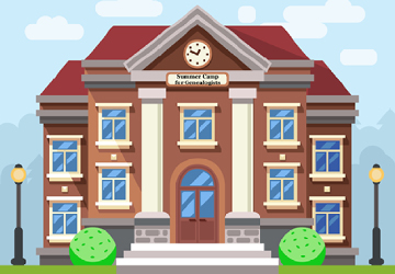 School or university building. Vector flat education concept