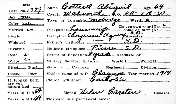 1945 SD State Census