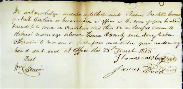 1828 marriage bond