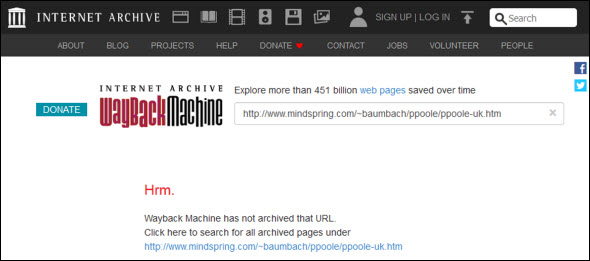 Wayback negative search