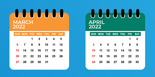 Calendar for March & April