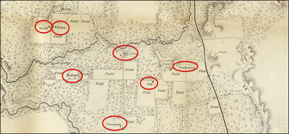 close up of Civil War map