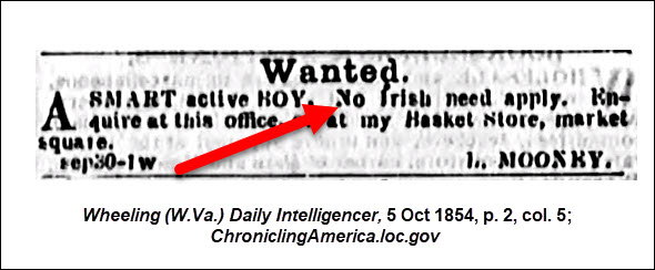 ad saying no irish apply