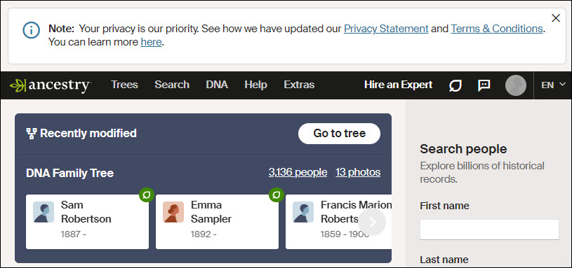 Ancestry TOS 2022