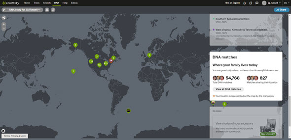 Ancestry DNA cousin locations